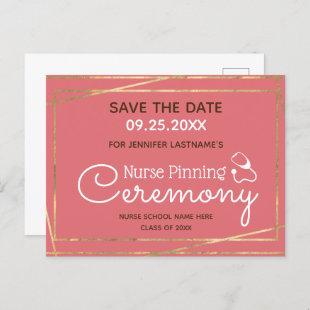 Gold Lines Nurse Pinning Ceremony Save the Date Po Postcard