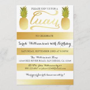 Gold Luau Party Invitation for Birthday, Shower