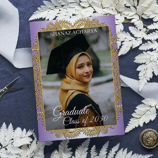 Gold Mandala On Purple Graduation Announcement