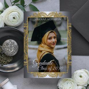Gold Mandala Silver Gray Graduation Announcement