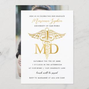 Gold MD Graduation Party Invitation Announcement