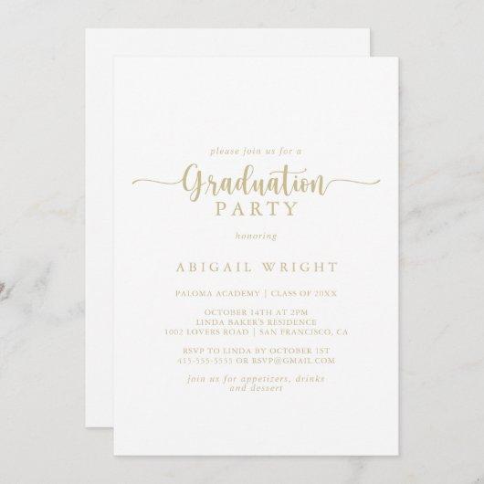 Gold Minimalist Calligraphy Graduation Party  Invitation