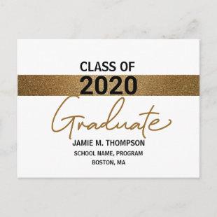 Gold print Class of 2020 Graduation announcement Postcard