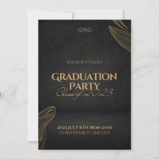 Gold Rustic Watercolor Graduation Party Invitation