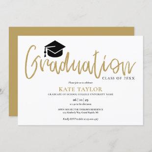 Gold Script Modern Simple Graduation Party Invitation
