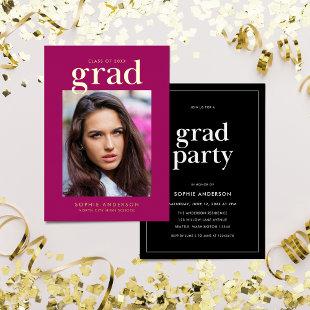Gold Serif Custom Color Graduation Party Foil Invitation