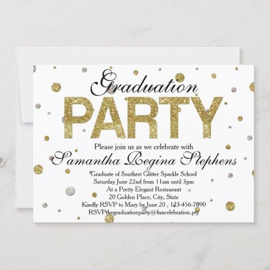 Gold Sparkle Confetti Graduation Party Invitation