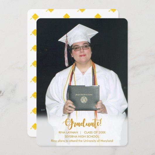 Gold Text Graduate Photo Graduation Announcement