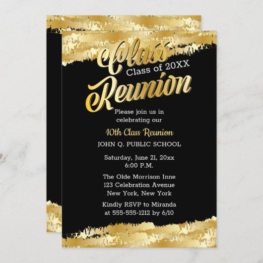 Gold Tone Modern Class Reunion Party Invitation