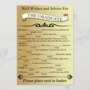 Gold Well Wishes and Advice for the Graduate Invitation