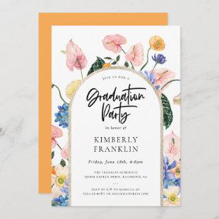 Golden Arch Summer Floral Graduation Party Invitat Invitation