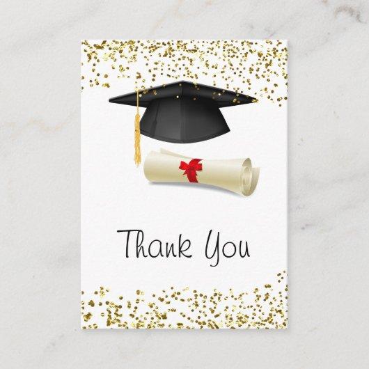 Golden confetti, mortar, diploma Graduation Enclosure Card