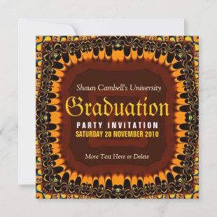 Golden Lace Graduation Invitation