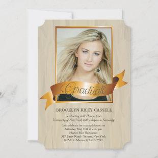Golden Sash Photo Graduation Announcement/Invite Invitation
