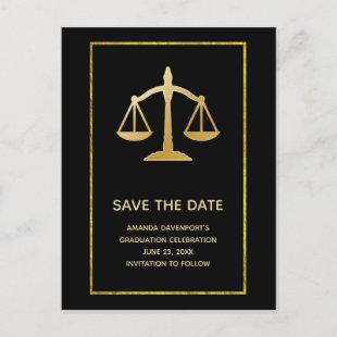 Golden Scales of Justice Law Theme Save the Date Invitation Postcard