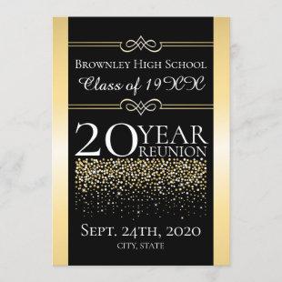 Golden school reunion design invitation
