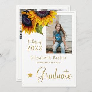 Golden sunflowers PHOTO collage graduation party I Invitation