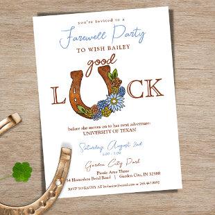 Good Luck Floral Horseshoe Farewell Party Invitation