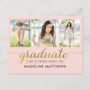 Graceful Script Graduation Announcement Postcard