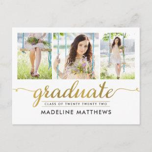Graceful Script Graduation Announcement Postcard