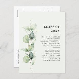 Grad 2022 Eucalyptus Botanical Graduation Party Invitation Postcard