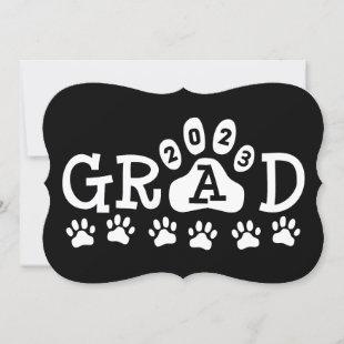 grad 2023 Black White Paw Prints Graduation Invitation