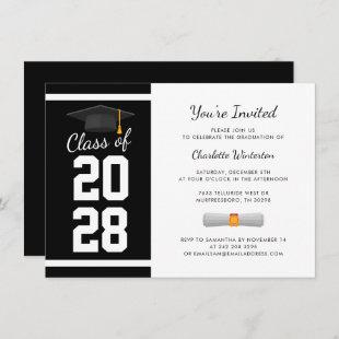 Grad 2023 Modern Black White Graduation Party Invitation