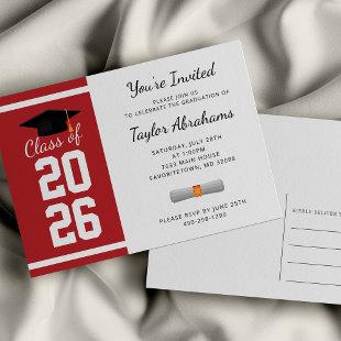 Grad 2023 Red White Graduation Party Invitation