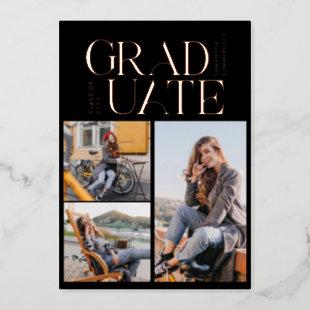Grad 2024 Photo Collage Graduation Party Rose Gold Foil Invitation