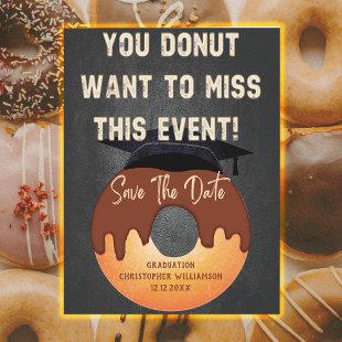 Grad Cap Donut Graduation Save The Date Postcard