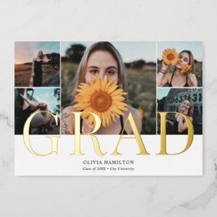 Grad Chic Multi Photo Graduation Foil Invitation