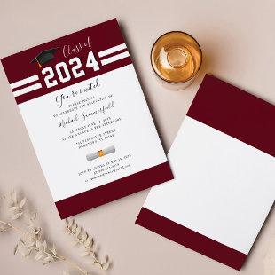 Grad Class of 2024 Burgundy White Graduation Party Invitation