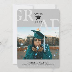 GRAD Class of Custom Photo Modern Graduation Announcement