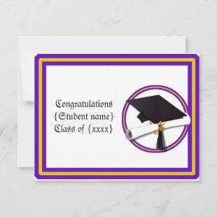 Grad Diploma School Colors Purple and Gold Invitation