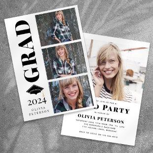 GRAD Multi Photo Collage Graduation Party Invitation