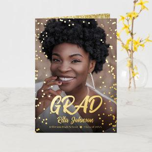 Grad Party 2023 Gold Glitter Graduate Invitation