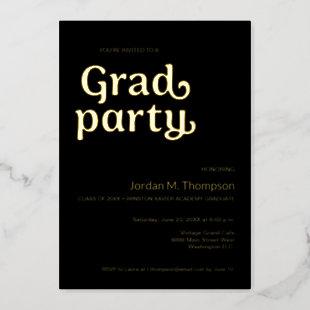 Grad Party Modern Elegant Custom Real Graduation Foil Holiday Card