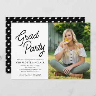 Grad Party Script Photo Graduation Invitation