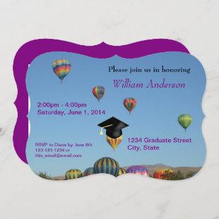 Grad Party Simple Purple Hot Air Balloon Invite