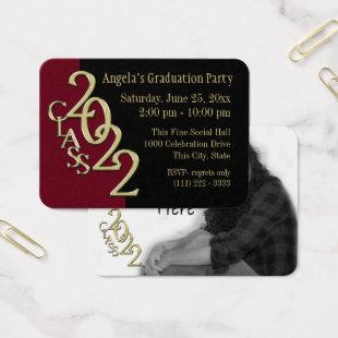 Grad Party Wallet Photo 2022 card Burgundy Gold