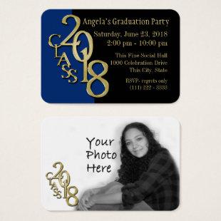 Grad Party Wallet Photo Card 2018 Blue and Gold