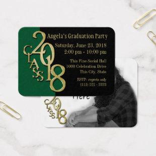 Grad Party Wallet Photo Card 2018 Green and Gold