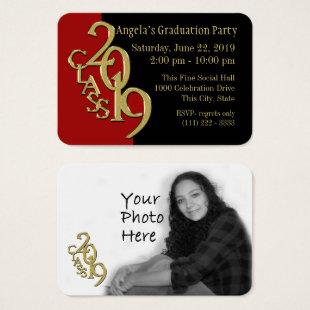 Grad Party Wallet Photo Card 2019 Red and Gold