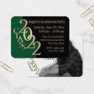 Grad Party Wallet Photo Card 2022 Green and Gold
