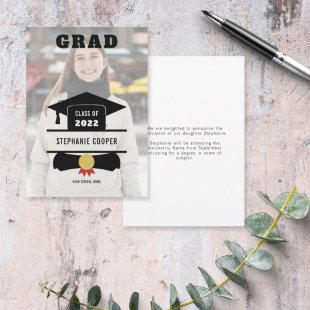 Grad Photo Cap Diploma Motif Name 2022 Graduation Announcement