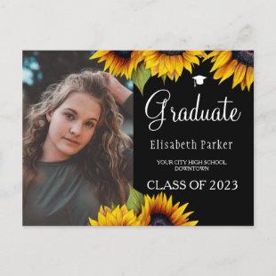 Grad photo chic sunflowers graduation announcement