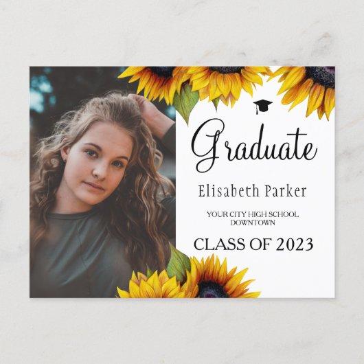 Grad photo chic sunflowers graduation announcement