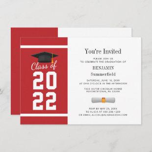 Grad Red White Graduation 2024 Invitation