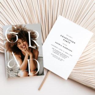 Grad Stacked Letters Typography Graduation Invitation