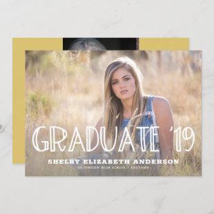 Graduate 2019 Handwritten | 2 Photo Graduation Invitation
